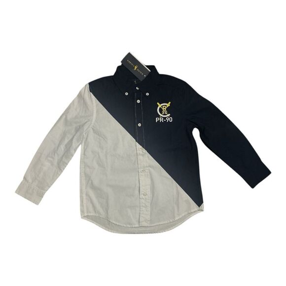 Ralph Lauren Color-Blocked Cotton Shirt for boys. Size 5 - Picture 1 of 6